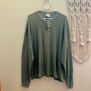 Vintage Hanes Green Thermal Long Sleeve Top